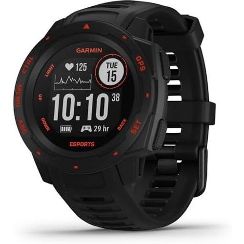 Kyaoayo-Garmin Instinct Esports Edition Montre Connectée Avec Apps Esports Et Streaming Cardio Et Stress Pendant Les Live, Black & Red, Taille Unique, Noir Et Rouge, Taglia Unica, (Reconditionné)