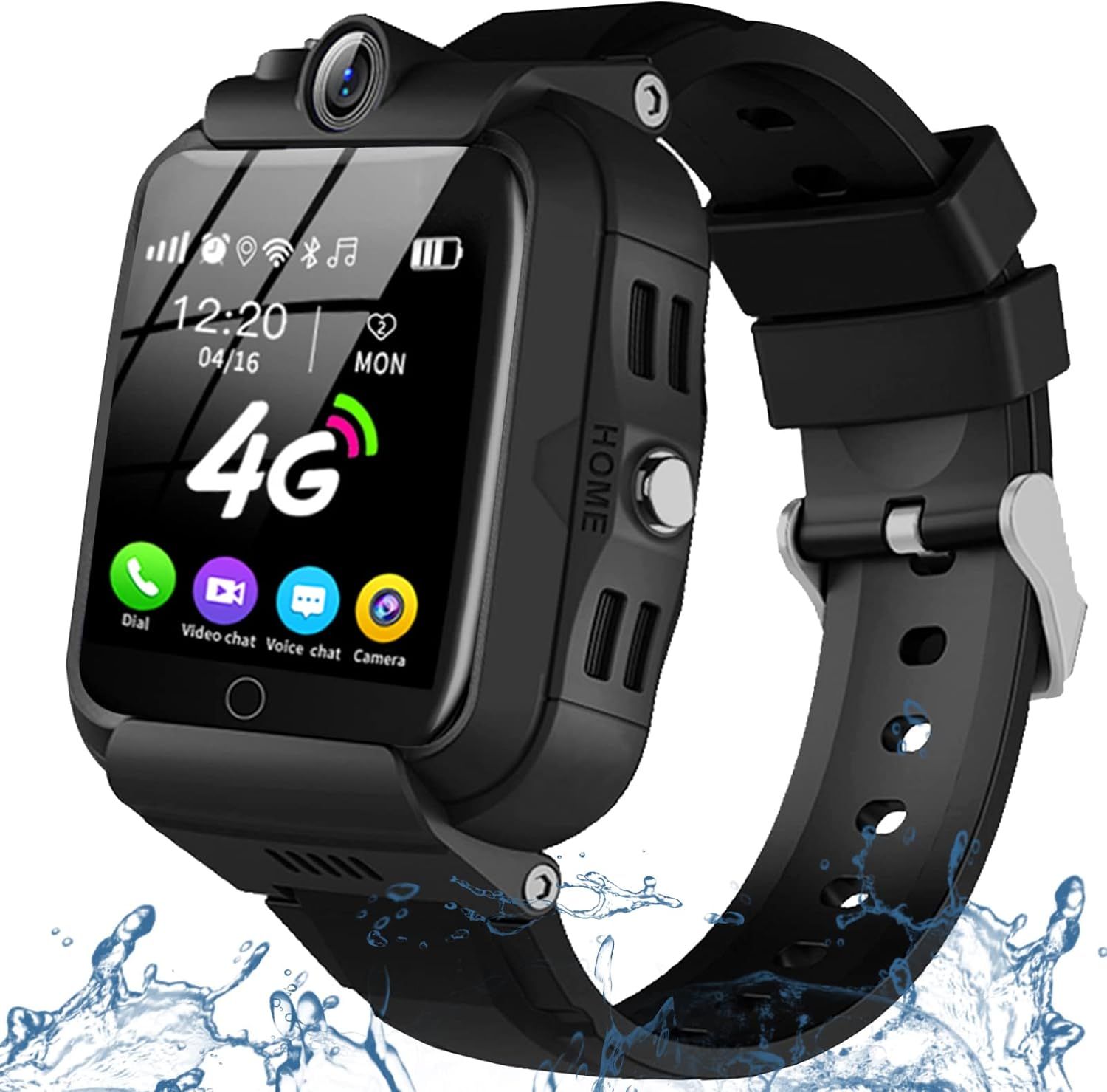 Kyaoayo-4g Gps Montre Intelligente, Wifi, Sms, Appel, Chat Vocal Et Vidéo, Bluetooth, Alarme,Podomètre, Montre Connectée Enfant Adaptée Aux Cadeaux D'anniversaire De 4-16 Garçons Filles.