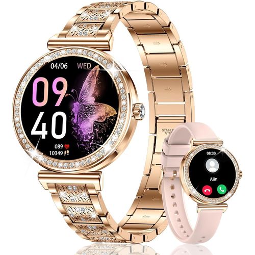 Kyaoayo-Montre Connectée Femme Sport Fitness Podometre Etanche Smartwatch Compatible Android Ios - Appel Bluetooth Smart Watch Or Rose Cadeau Femme