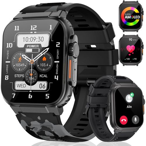 Kyaoayo-Montre Connectée Homme, 1.96"" Montre Homme Connectée, 123 Modes Sport Montre Intelnte, Ip68 Montre Homme Etanche, 24/7 Fréquence Cardiaque/Sommeil, Appel Bluetooth Pour Android Ios