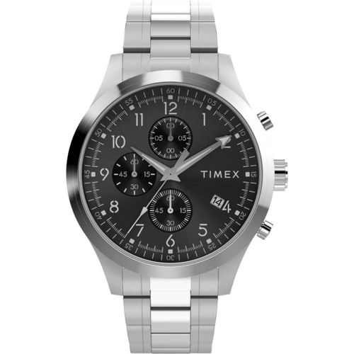 Kyaoayo-- Tw2y01400 - Trend Montre Pour Homme Avec Bracelet En Acier Inoxydable Argenté, Cadran Noir, Boîtier Argenté 16 Mm