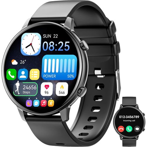 Kyaoayo-Montre Connectée Homme Femme, Round Waterproof Fitness Tracker 140+ Mode Sport Montre Smartwatch Avec Podomètre/Cardiofréquencemètre/Spo2/Chronomètre Pour Android Ios