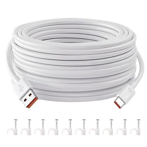 KYAOAYO-Rallonge Cable Usb C 10M, Câble De Charge Type C Pour Wireless Outdoor Security Camera 1080P, 2K Magnetic Mount, Câble D'Alimentation Robuste Et Flexible, Pour Caméras De Sécurité