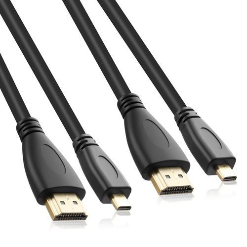 KYAOAYO-2 Pack Cable Micro Hdmi To Hdmi 1.5M, 4K Resolution, Supports High Speed, 60Hz 1080P, Compatible Avec Raspberry Pi 5/4B, Gopro Hero 7 Black Hero 4 5 6, A6000/6300 Camera, Yoga 3 Pro