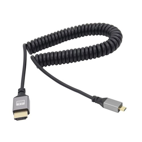 KYAOAYO-Câble Spiralé 4K Micro Hdmi Vers Hdmi, Cordon À Ressort Rétractable En Aluminium Micro Hdmi Mâle Vers Hdmi Mâle, Pr En Charge 3D Et 4K,1080P - Extensible Jusqu'À 1,2 M/3.9Ft