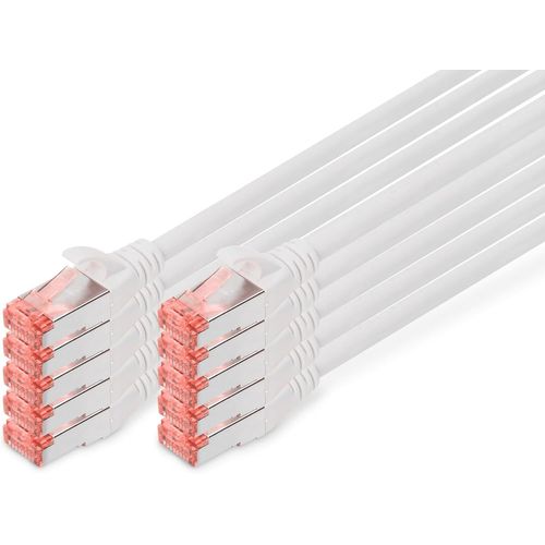 KYAOAYO-Câble Lan Cat 6-2M - 10 Pièces - Rj45 Câble Réseau - S/Ftp Blindé - Compatible Cat 6A & Cat 7 - Blanc
