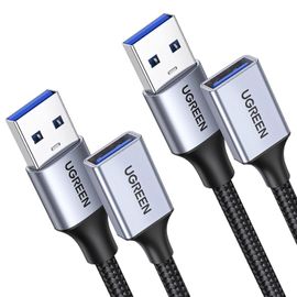 KYAOAYO-Lot De 2 Câble Rallonge Usb 3.0 5Gbps Cable Extensiontype A Mâle Vers Femelle Nylon Tressé Compatible Avec Flash Drive Hub Disque Dur Clavier Souris Imprimante Webcam Manette Ps4 (2M)