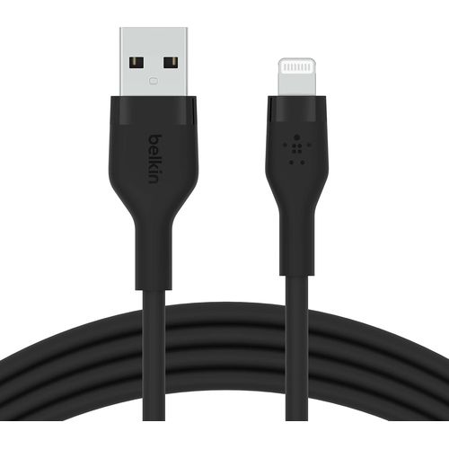KYAOAYO-Câble Usb-A Vers Lightning Boostcharge Flex En Silicone (1¿M), Certifié Mfi, Pour Iphone¿13, 12, 11, Pro, , Mini, Se, Ipad, Etc. (Noir)