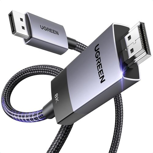 KYAOAYO-4K Câble Displayport Vers Hdmi 8K 60Hz 4K 240Hz Dp 1.4 Vers Hdmi 2.1 32.4Gbps Hdr Hdcp Nylon Tressé Compatible Avec Dell Insignia Nvidia Laptop Projecteur Moniteur (1M)