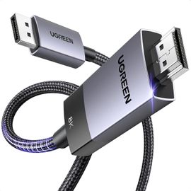 KYAOAYO-4K Câble Displayport Vers Hdmi 8K 60Hz 4K 240Hz Dp 1.4 Vers Hdmi 2.1 32.4Gbps Hdr Hdcp Nylon Tressé Compatible Avec Dell Insignia Nvidia Laptop Projecteur Moniteur (1M)