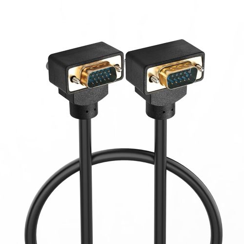 KYAOAYO-Câble Vga À Angle Droit 0.5M, Vga Mâle À Angle 270 Degrés Vers Vga Mâle À Angle 90 Degrés 15 Broches Full Hd 1080P Cordon Vidéo Haute Résolution (0.5M)
