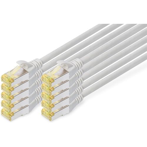 KYAOAYO-Câble Lan Cat 6A - 1M - 10 Pièces - Rj45 Câble Réseau - S/Ftp Blindé - Compatible Cat-6 & Cat-7 - Gris