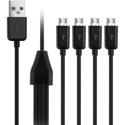 KYAOAYO-Câble Micro Usb 4 En 1 - Répartiteur Usb 2.0 Mâle Vers Quatre Micro Usb Mâles - Convertisseur Pour Chargement Et Synchronisation Des Données (Noir)