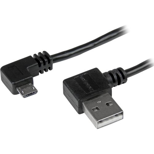 KYAOAYO-Câble Usb A Vers Micro B De 2 M Avec Connecteurs Coudés À Angle Droit - Cordon Micro Usb - M/M - Noir (Usb2Aub2Ra2M)