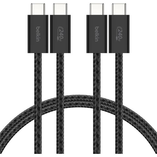 KYAOAYO-Pack De 2 Câbles Usb-C Vers Usb-C Avec Gaine Tressée (1,5 M, 240 W, Doux Au Toucher, Souple, Recharge Rapide, Pour Iphone 16 Et Iphone 15, Galaxy S25, Pixel 9, Ipad Pro, Etc., Noir)