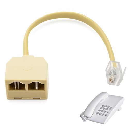 KYAOAYO-Cable Adaptateur Rj11 Telephone Fixe Pour Box,Doubleur Rj11 Convient Téléphone Et Fax,Pour Cable Telephone Fixe,Pr Telephone Avec Répartiteur De Pr Rj11 6P4C
