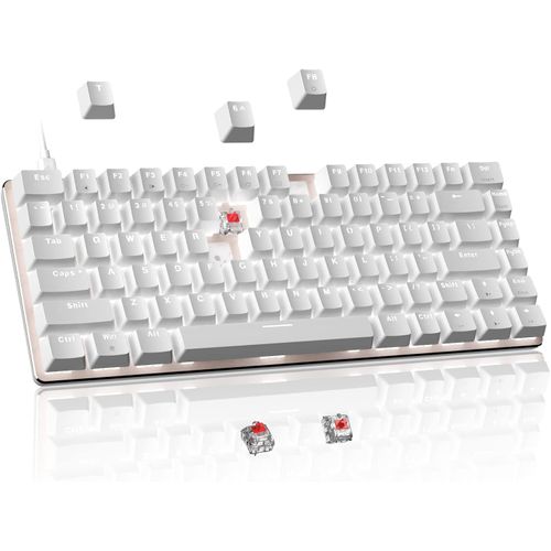 Kyaoayo-Clavier Mécanique De Jeu Remplaçable À Chaud, Interrupteur Rouge Filaires À 82 Touches Clavier Compact Ergonomique Rétroéclairé Par Led Blanche Anti-Fantômes Pour Pc Windows Et Mac Ps4 Gamer,