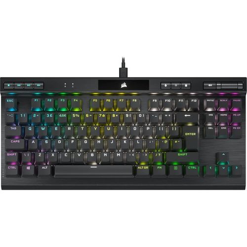 KYAOAYO-K70 Rgb Tkl Champion Series Clavier De Jeu Filaire Optique Et Mécanique Sans Clé - Commutateurs Linéaires Opx - Touches Pbt Double-Shot - Compatible Icue - Qwerty Uk - Noir