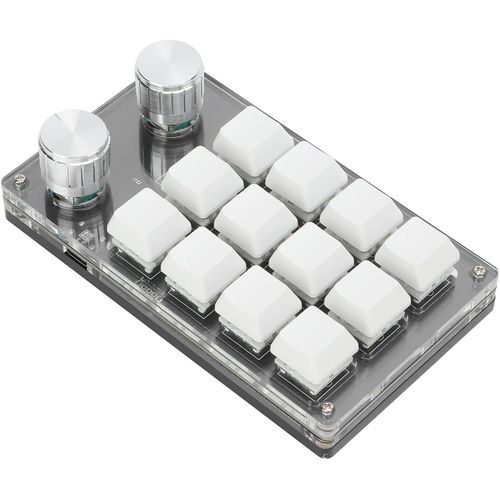 KYAOAYO-Clavier Mécanique Macro À Une Main, Micro De Programmation De Clavier De Jeu À 12 Touches, Touches Entièrement Programmables Et 2 Boutons, Clavier Mécanique Bricolage Pour Jeu(Noir Blanc)