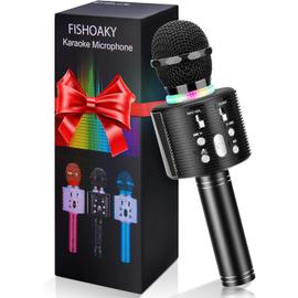 Microphone Karaoké Bluetooth, FISHOAKY 4 en 1 Micro Enfant pour Chanter  Fille Garcon Avec Lumières LED Enregistrement Micro Sans Fil Compatible  avec Android iOS pour Adultes Maison,KTV, Fête : : Jeux et