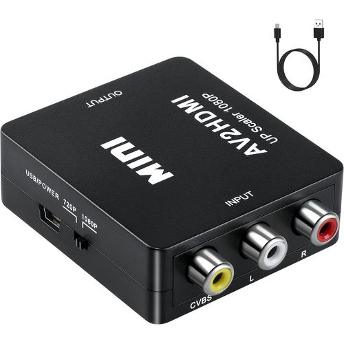Adaptateur RCA vers HDMI, convertisseur audio et vid¿¿o AV vers HDMI prenant en charge 1080P avec cordon d'alimentation USB pour PS2 Gamecube VHS cam¿¿ra ordinateur portable DVD STB
