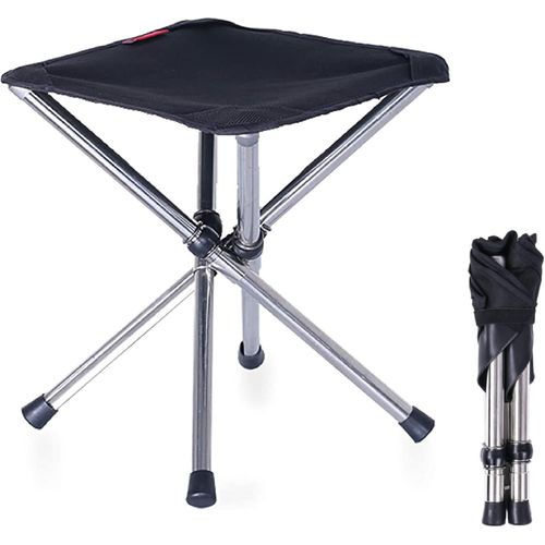 (Noir - L)Tabouret Pliant Camping Si¿¿Ge De P¿ºche Tr¿¿Pied Pliable Petit Tabouret T¿¿Lescopique Portable L¿¿Ger Pour Randonn¿¿E Voyage Plage Bbq