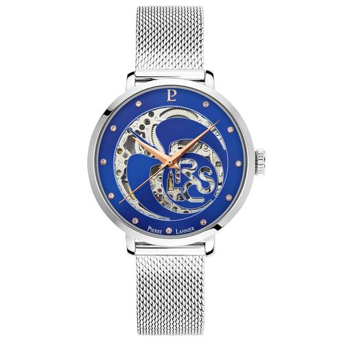 Montre Femme Rcs Cadran Bleu Bracelet Acier Milanais Argenté