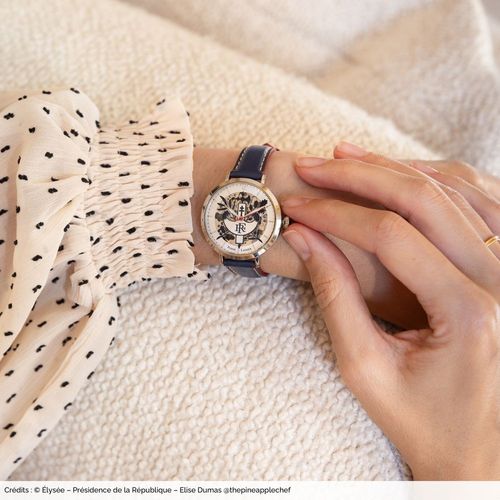 Montre Femme Élysée Cadran Argenté Bracelet Cuir Bleu
