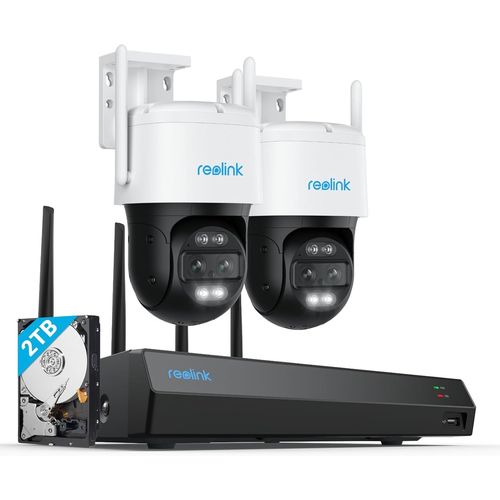 KYAOAYO-4K Ptz Kit Caméra Surveillance Extérieure Wi-Fi 6, Kit Vidéo 8Mp Suivi Auto 360°, 2,4/ 5Ghz Wifi, Zoom Hybride 6×, Projecteur Vision Nocturne Couleur, Détection Ai, 12Ch 2To Nvr, Rlk12-800Wtm
