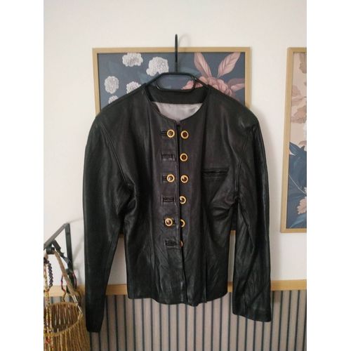 Veste De Ville En Cuir Noire.