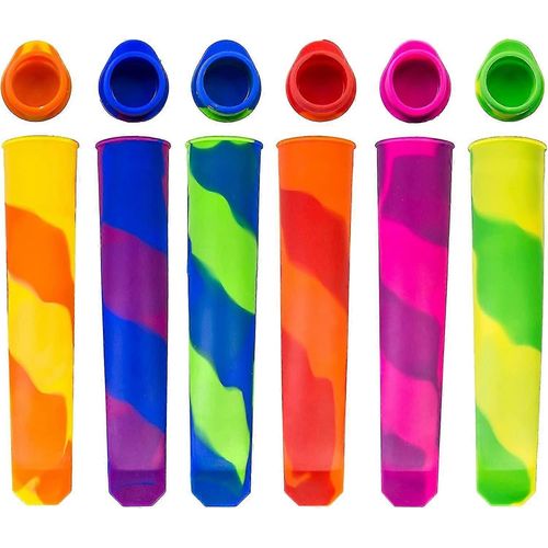 Lot De 6 Moules À Glace Réutilisables Pour Bébé, Pour Faire Des Glaces Multicolores, Pour Faire Des Glaces Glacées, En Silicone, 1517