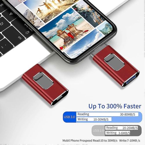 Clé USB 64 Go pour iPhone/ordinateur (rouge)