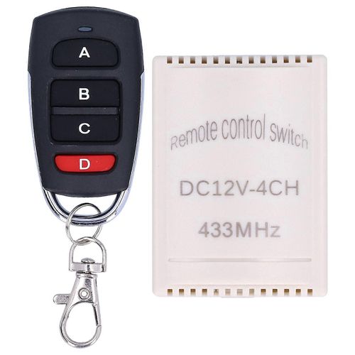 4pcs Interrupteur À Télécommande Sans Fil Porte-Clés En Métal Noir Pour Porte De Garage 12v 433mhz