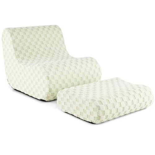 Costway Canapé Pouf De Relaxtion D'appoint En Velours Avec Repose-Pieds, Éponge À Haute Élasticité,Housse Lavable En Machine Vert