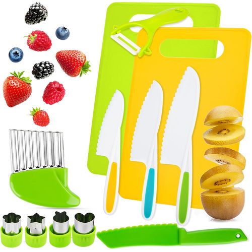 ERSHI-Couteau Enfant 12 Pièces, Sécurité pour 2+, Montessori, Ustensile de Cuisine pour Couper et Cuisiner des Fruits ou des Légum[1432]