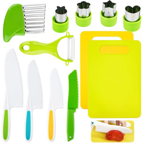 ERSHI-Couteau Enfant de 12 Pièces, Couteau Cuisine Enfant, Couteau de Sécurité pour 2+, Couteau Montessori, Ustensile Cuisine Enfa[765]