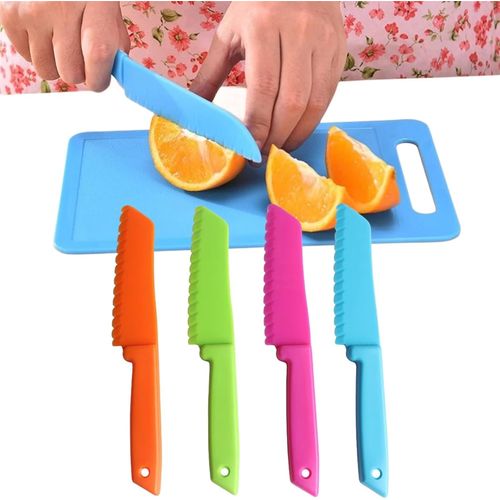 ERSHI-Couteau Enfant 4 Pièces - Cuisine, Plastique, Pâtisserie - Pour Fruit, Pain, Gâteau, Laitue[294]