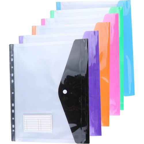 Ershi-Lot De 12 Pochettes Plastiques Perforées A4, 6 Couleurs, Convient Aux Classeurs À Anneaux Et À Levier, Chemises Renforcées 1[2622]