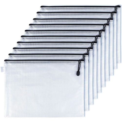 Ershi-10 Pièces A4 Zipper Document Dossier Pochette File Sacs Porte-Documents Pour Bureaux Fournitures Cosmétiques Stockage[1812]