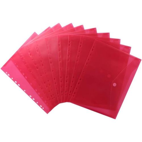 Ershi-Exxo By Hfp Lot De 10 Porte-Documents Avec Fermeture Velcro Et Marge A4, Format Paysage, 310 X 235 Mm Rouge Transparent[3449]