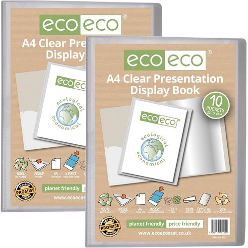 Ershi-Eco-Eco Lot De 2 Porte-Vues Transparents À 10 Pochettes Format A4 50% Recyclé Avec Pochettes En Plastique Eco125 X 2[2680]