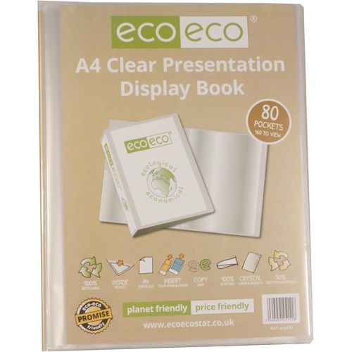 Ershi-Eco151 Porte-Vues Transparent Avec 80 Pochettes En Plastique Format A4 50% Recyclé[3517]