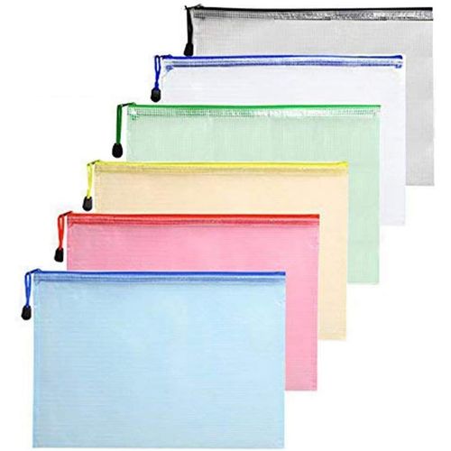 Ershi-Pochette A5 Zip - 6 Pcs Pochette Document Dossier Sac Chemise En Plastique Avec Fermeture Éclair Pour Fournitures Bureaux Vo[3807]