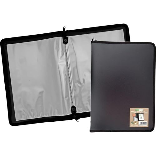 Ershi-Eco-Eco Porte-Vues A4-50% Recyclé Avec 30 Pochettes Zippées - Noir (Eco090)[2743]