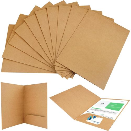 Ershi-12 Pièces Chemise Cartonnée Avec Rabat, Chemise Dossier Cartonnée A4 Avec Pochettes, Dossier De Fichiers En Papier Kraft, Do[2494]