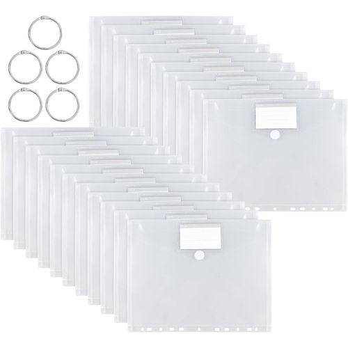 Ershi-Lot De 21 Porte-Documents A4 Transparents - En Plastique - Format A4 - 11 Trous A4 - Pour Fournitures De Bureau, Devoirs[3034]