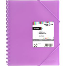 Ershi-Classeur En Plastique A4 Lavande 20 Pochettes En Polypropylène Extra Couverture Souple Spirale Pvc Multiline Parfait Comme M[3889]