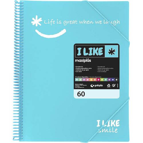 Ershi-39226033 Classeur À Pochettes Transparentes A4 Bleu Clair 60 Pochettes Polypropylène I Like Smile[2818]