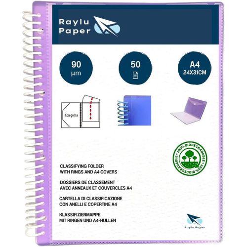 Ershi-Raylu Paper - Porte Vues A4 Avec Pochettes Plastiques Transparentes Et Couverture Personnalisable Et Fermeture Élastique, Po[687]