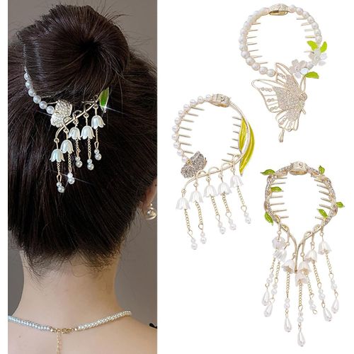 Ershi-3 Pièce Pince Cheveux Le Muguet, Pince Cheveux Fleur, Pince Fleur Cheveux, Papillon Strass Pince Cheveux Femme, Barettes Che[644]